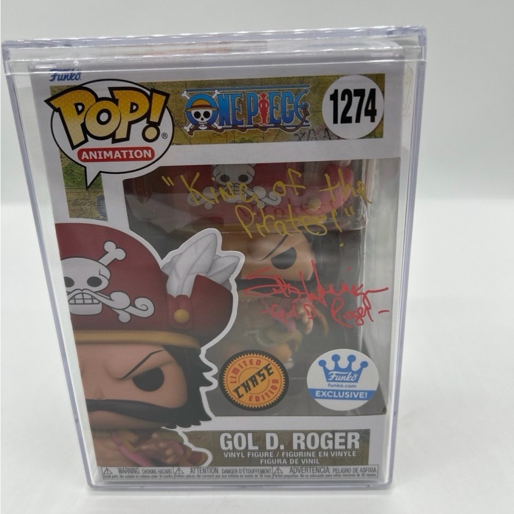 Funko Pop GOL D ROGER CHASE AUTOGRAPHED DOUBLE STICKER -MINT- one piece